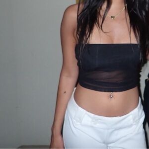 Black Strapless Sheer Top